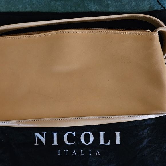 Vintage 1970s Nicoli Fernando Camel Leather Leather Handbag made in Italy - Picture 5 of 9